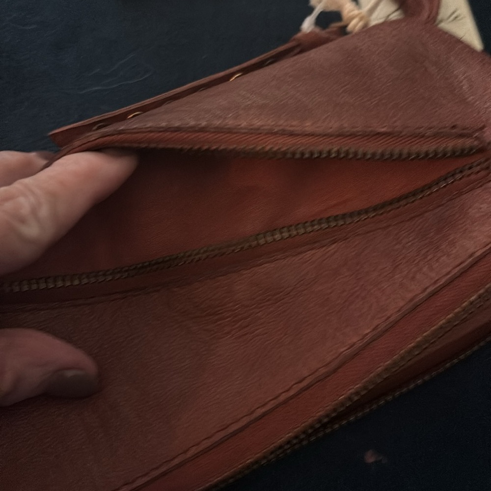 NWT Free People Leather Cognac Hand Crafted Wristlet - Picture 6 of 7